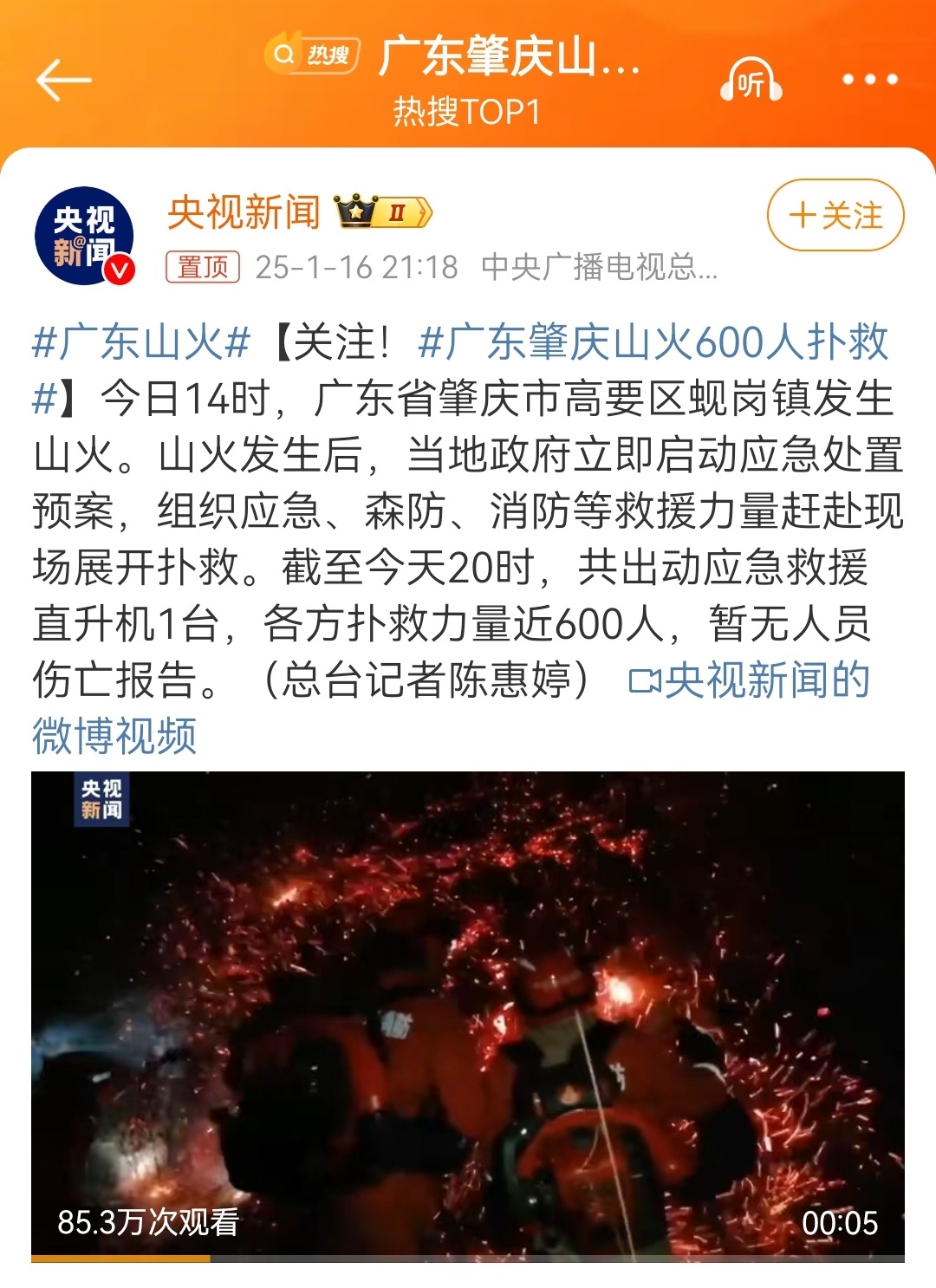 肇庆羚羊峡山火实时更新,最新报道汇总