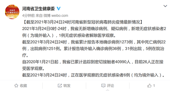 河南省肺炎最新实时更新情况概览