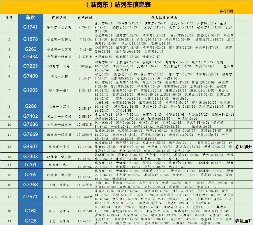 淮南G2最新时刻表大全,查询指南与获取方式